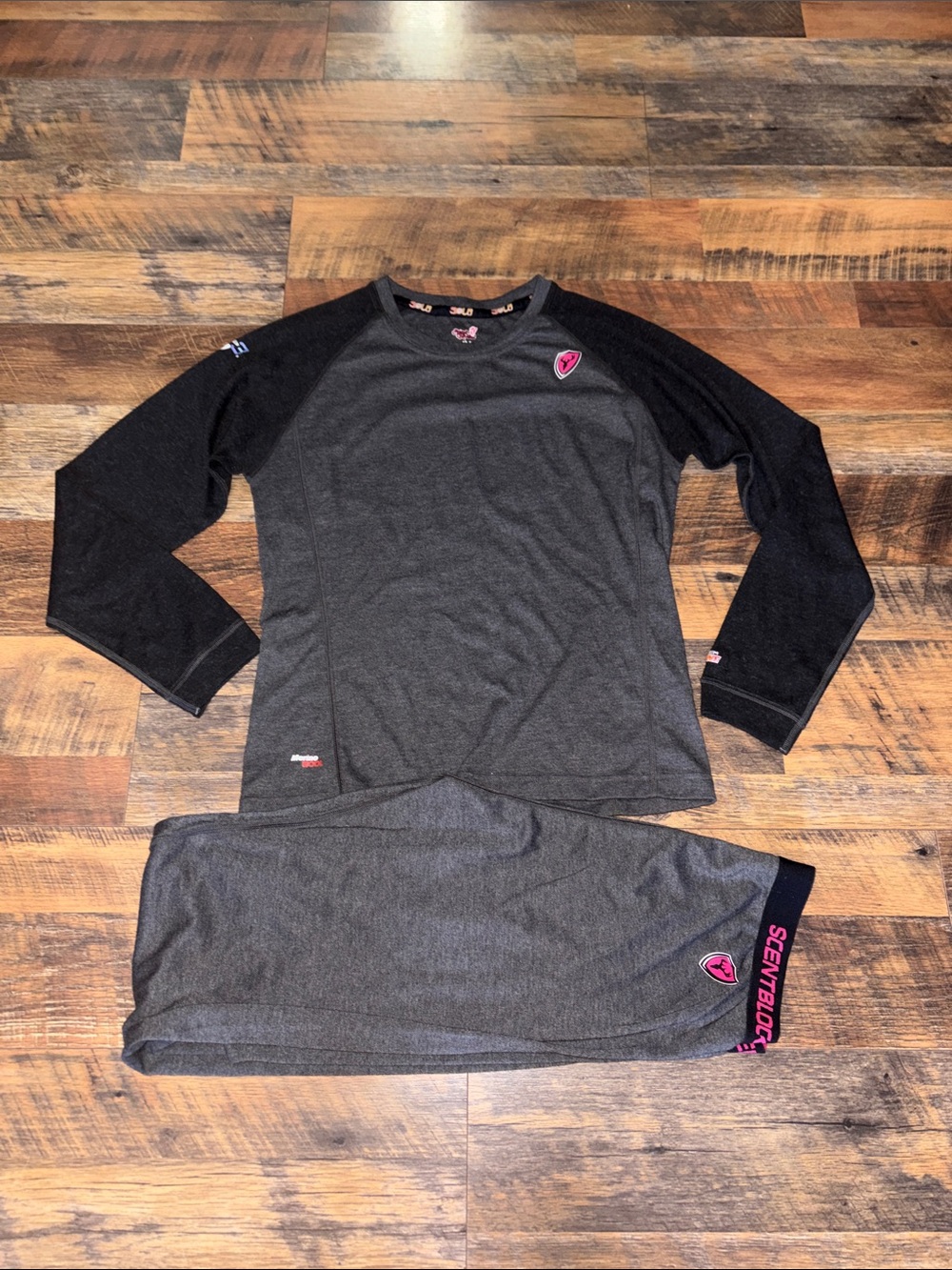 ScentBlocker S3 Merino Wool Hunting Base Layer Set Women’s Medium 2pc Gray Pink
